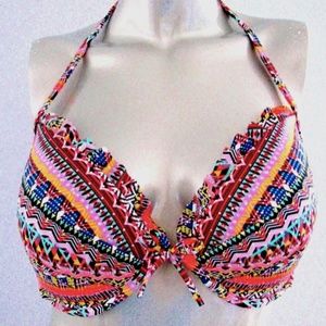 Victorias Secret Nwt The Fabulous Geo Zig Zag Foil Ruffled Push Up Bikini Top